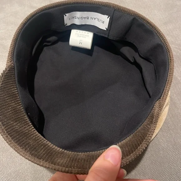Ruslan Baginskiy Corduroy Brown and Tan Baker Boy Cap - Picture 3 of 6
